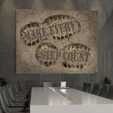 MAKE EVERY STEP COUNT! - Mockup mit Hintergrund 1 - Hustling Sharks