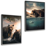 Bärenbande-Bundle | Leinwandbild m. Schattenfuge - silber Bundle | Hustling Sharks