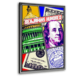 Benjamin´s Hundred - Leinwandbild mit Schattenfuge "silber" - Hustling Sharks