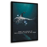 Biggest Fish In The Pond - Leinwandbild mit Schattenfuge "schwarz" - Hustling Sharks