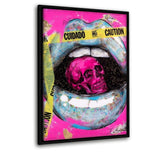 CAUTION LIPS - Leinwandbild mit Schattenfuge "schwarz" - Hustling Sharks