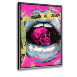 CAUTION LIPS - Leinwandbild mit Schattenfuge "silber" - Hustling Sharks