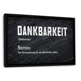 Definition der Dankbarkeit - Leinwandbild mit Schattenfuge "schwarz" - Hustling Sharks