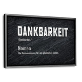 Definition der Dankbarkeit - Leinwandbild mit Schattenfuge "silber" - Hustling Sharks