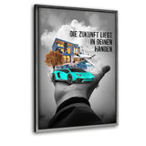 Deine Zukunft! - Leinwandbild mit Schattenfuge "silber" - Hustling Sharks