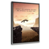 Don't Be Afraid - Leinwandbild mit Schattenfuge "silber" - Hustling Sharks