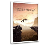 Don't Be Afraid - Leinwandbild mit Schattenfuge "weiß" - Hustling Sharks