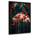 Flamingos - Leinwandbild mit Schattenfuge "schwarz"- Hustling Sharks