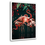 Flamingos - Leinwandbild mit Schattenfuge "weiß"- Hustling Sharks