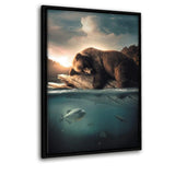 Floating Bear - Leinwandbild mit Schattenfuge "schwarz" - Hustling Sharks