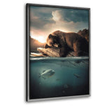Floating Bear - Leinwandbild mit Schattenfuge "silber" - Hustling Sharks