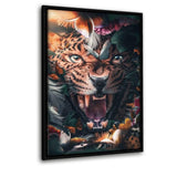 Floral Leopard - Leinwandbild mit Schattenfuge "schwarz" - Hustling Sharks