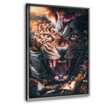 Floral Leopard - Leinwandbild mit Schattenfuge "silber" - Hustling Sharks