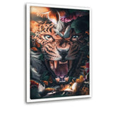 Floral Leopard - Leinwandbild mit Schattenfuge "weiß" - Hustling Sharks