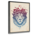 Floral Lion #2 - Leinwandbild mit Schattenfuge "silber" - Hustling Sharks
