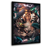Floral Tiger - Leinwandbild mit Schattenfuge "schwarz" - Hustling Sharks