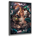 Floral Tiger - Leinwandbild mit Schattenfuge "silber" - Hustling Sharks