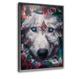 Floral Wolf- Leinwand mit Schattenfuge "silber" - Hustling Sharks