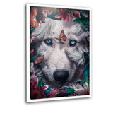 Floral Wolf- Leinwand mit Schattenfuge "weiß" - Hustling Sharks