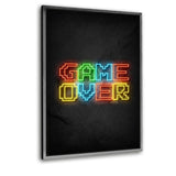 Game over - neon- Leinwand mit Schattenfuge "silber"- Hustling Sharks