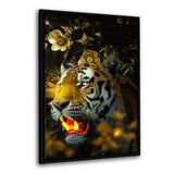 Goldener Tiger - Leinwandbild mit Schattenfuge "schwarz" - Hustling Sharks