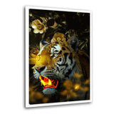 Goldener Tiger - Leinwandbild mit Schattenfuge "weiß" - Hustling Sharks