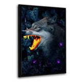 Goldener Wolf - Leinwandbild mit Schattenfuge "schwarz" - Hustling Sharks