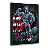 HARD WORK BEATS TALENT - Leinwandbild mit Rahmen "schwarz" - Hustling Sharks
