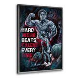 HARD WORK BEATS TALENT - Leinwandbild mit Rahmen "silber" - Hustling Sharks
