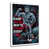 HARD WORK BEATS TALENT - Leinwandbild mit Rahmen "weiß" - Hustling Sharks