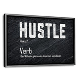 Definition des Hustles - Leinwandbild mit Schattenfuge "silber" - Hustling Sharks