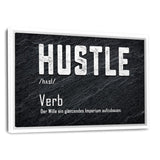 Definition des Hustles - Leinwandbild mit Schattenfuge "weiß" - Hustling Sharks