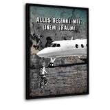 IT ALL STARTS WITH A DREAM - Leinwandbild mit Schattenfuge "schwarz" - Hustling Sharks