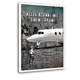 IT ALL STARTS WITH A DREAM - Leinwandbild mit Schattenfuge "weiß" - Hustling Sharks