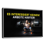 ARBEITE HÄRTER! - Leinwandbild mit Schattenfuge "silber" - Hustling Sharks