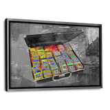 DER KOFFER VOLLER MÖGLICHKEITEN - Leinwandbild mit Schattenfuge "silber" - Hustling Sharks