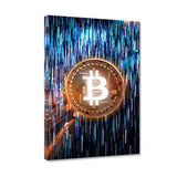Leinwandbild - BLUE BITCOIN - Hustling Sharks