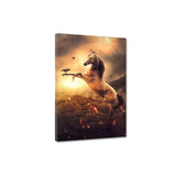 Leinwandbild - Goldenes Pferd - Hustling Sharks