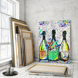 Leinwandbild mit Hintergrund 1 - COLORFUL CHAMPAGNE - Hustling Sharks