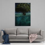 Leinwandbild mit Hintergrund 2 - Alone in Depth - Hustling Sharks