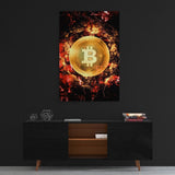 Leinwandbild mit Hintergrund 2 - BITCOIN ON LAVA - Hustling Sharks