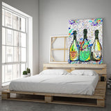 Leinwandbild mit Hintergrund 2 - COLORFUL CHAMPAGNE - Hustling Sharks