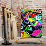 Leinwandbild mit Hintergrund 2 - COLORFUL ELEPHANT - Hustling Sharks