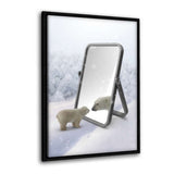 Leinwandbild mit Schattenfuge "schwarz" - Bear in the Mirror - Hustling Sharks