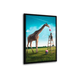 Leinwandbild mit Schattenfuge "schwarz" - Die hungrige Giraffe - Hustling Sharks