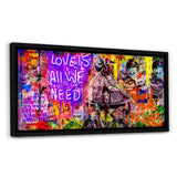 Leinwandbild mit Schattenfuge "schwarz" - LOVE IS ALL WE NEED - Hustling Sharks