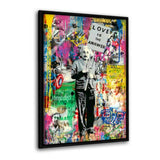 Leinwandbild mit Schattenfuge "schwarz" - LOVE IS THE ANSWER - Hustling Sharks