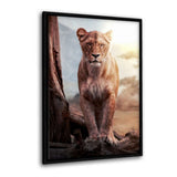 Leinwandbild mit Schattenfuge "schwarz" - Lioness - Hustling Sharks