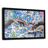 Leinwandbild mit Schattenfuge "schwarz" - STREET ART HANDS - Hustling Sharks
