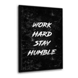 Leinwandbild mit Schattenfuge "schwarz" - WORK HARD - Hustling Sharks